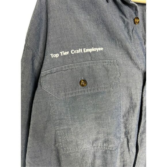 Carhartt Mens Soft Denim Long Sleeve Shirt Relaxed Fit Chest Pocket Blue XL - Picture 4 of 7